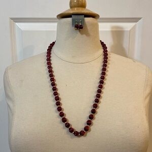 Vintage Spun Silk Bead Endless Necklace & Earrings